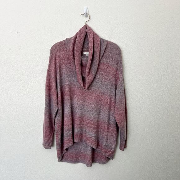 [American Eagle] Ombre Striped Oversized Purple Red Cowl Neck Sweater Sz Small S - Picture 2 of 11